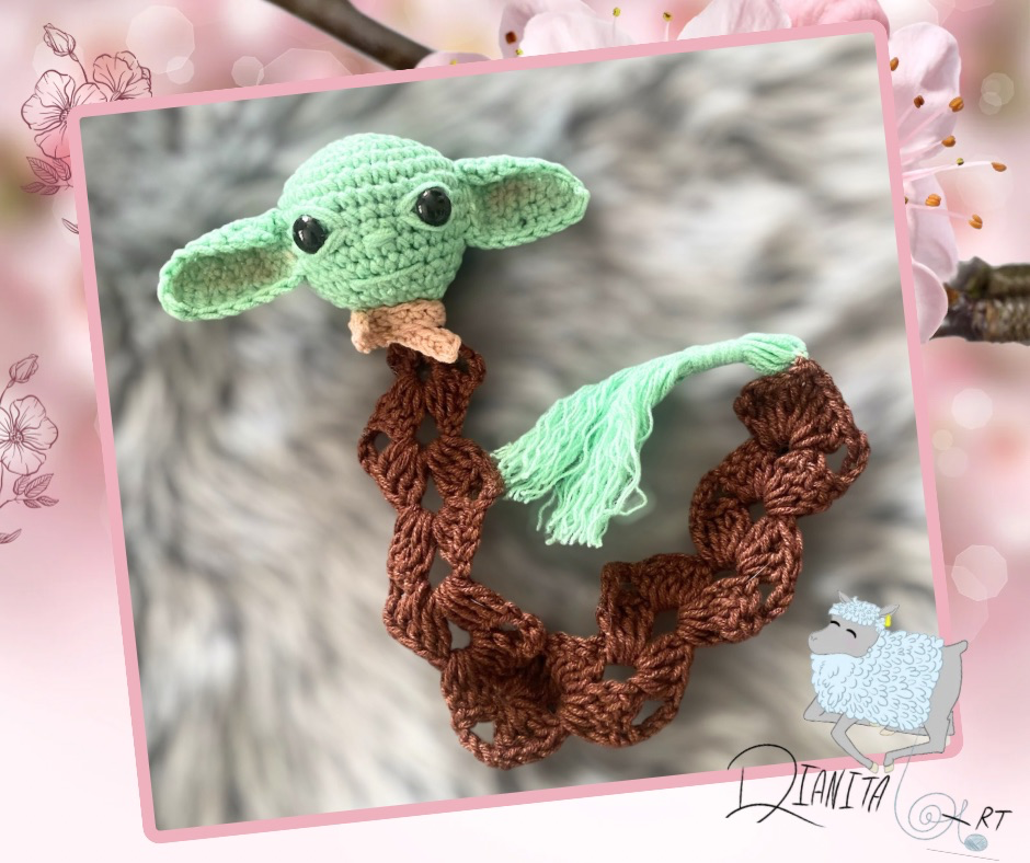 Szydełkowa zakłada do książki -yoda